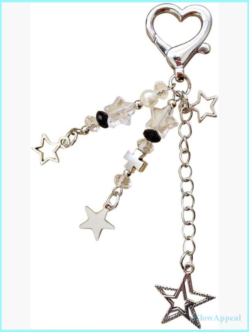 Star and Heart Charm Keychain for Bags Wallets Backpacks Clip On